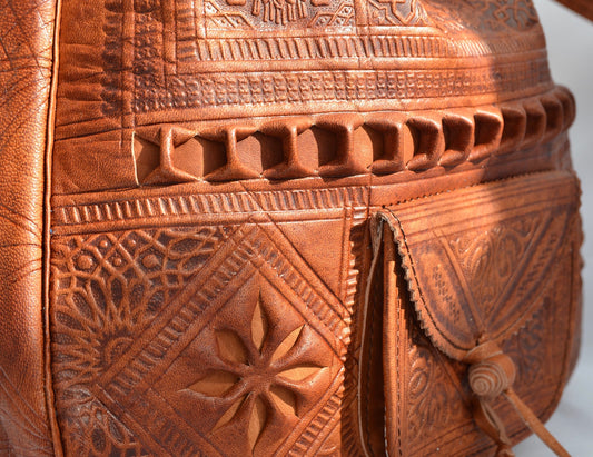 Moroccan Leather Bucket Bag – Chestnut Brown
