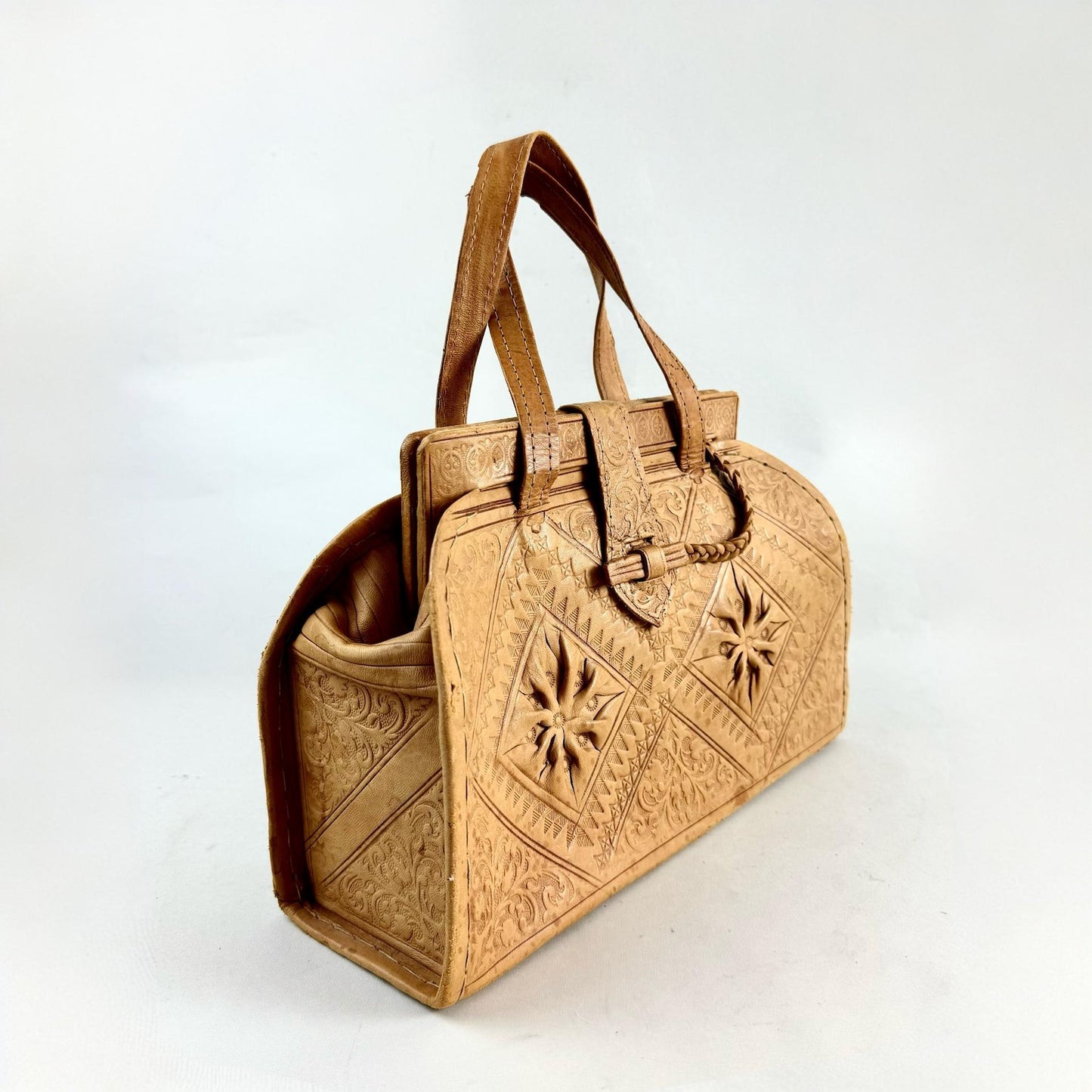 Vintage Moroccan Tooled Leather Bag
