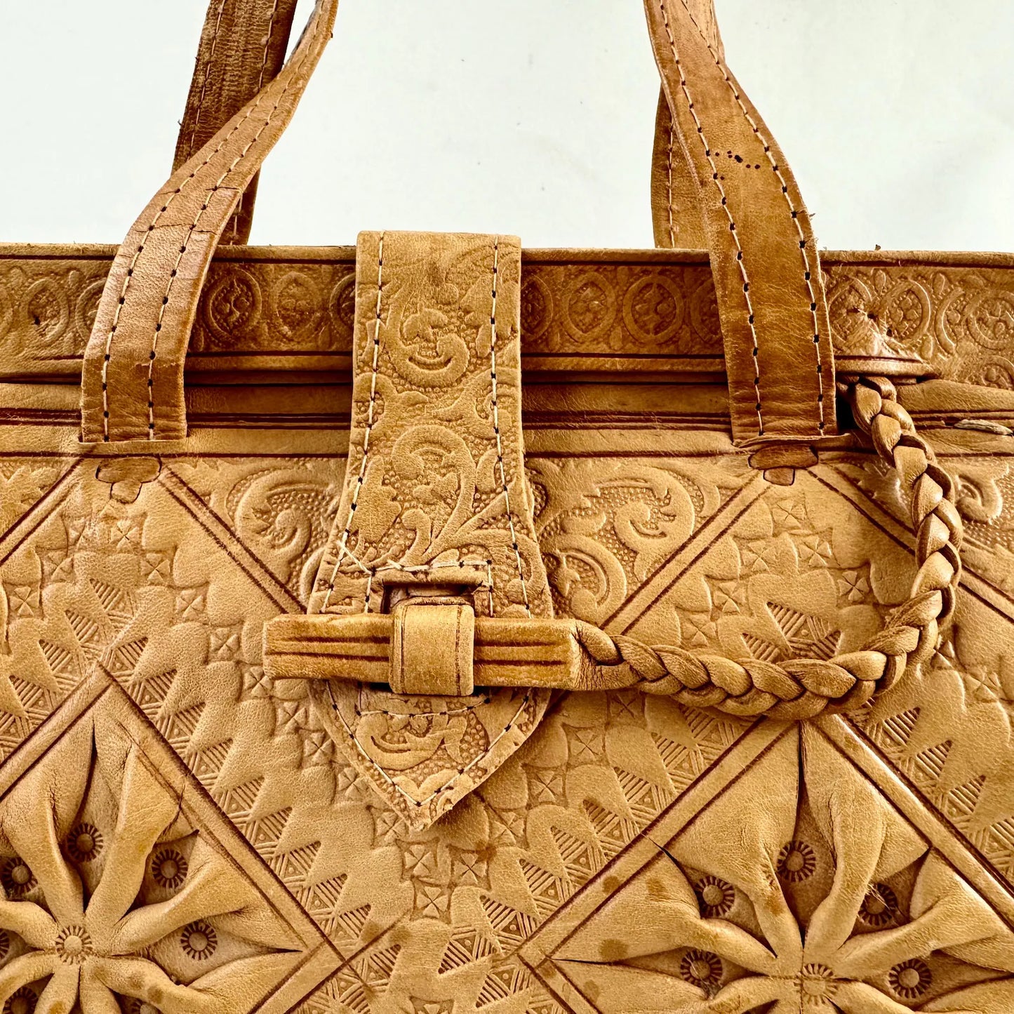 Vintage Moroccan Tooled Leather Bag