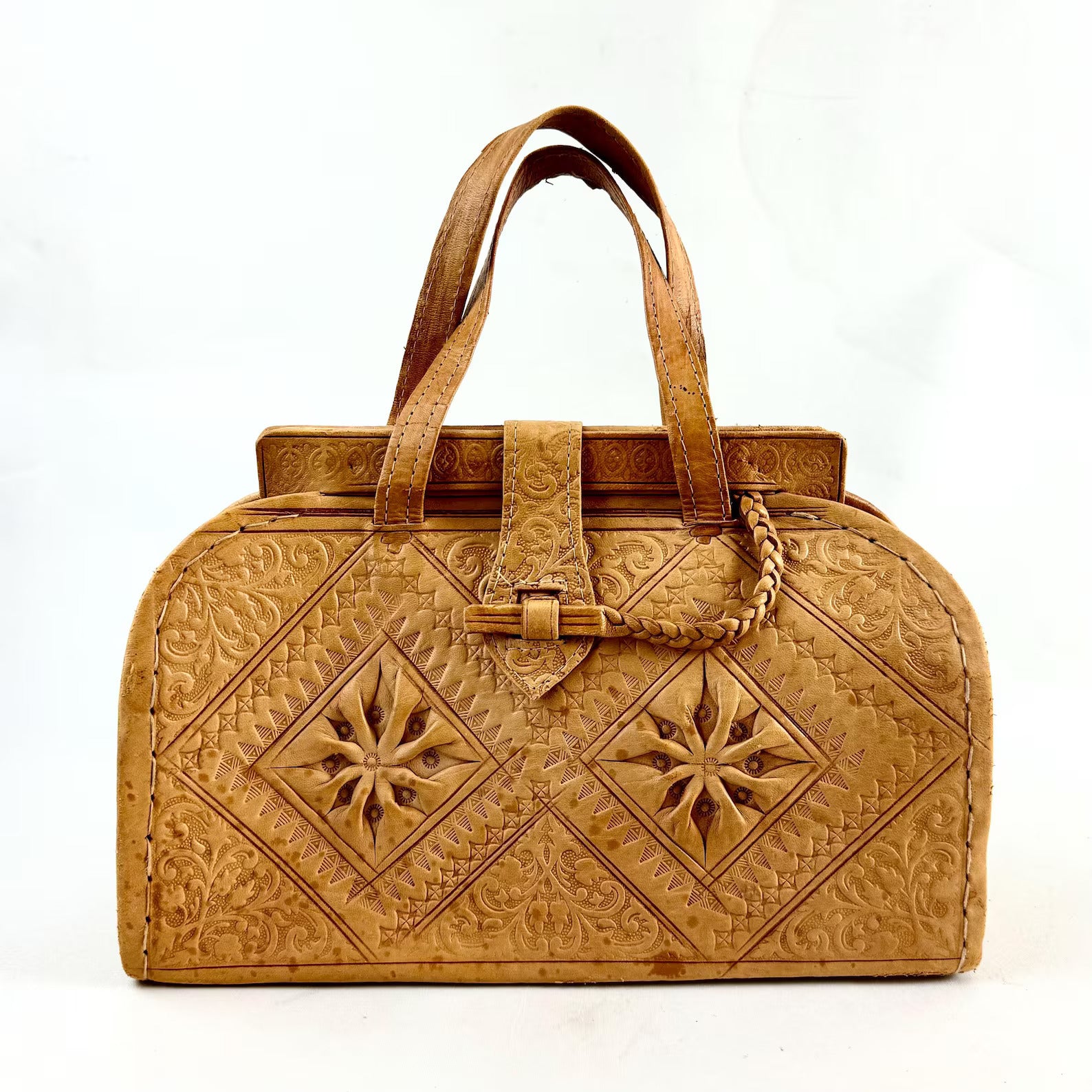 Vintage Moroccan Tooled Leather Bag