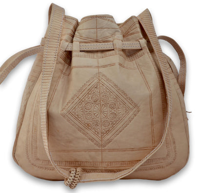 Handmade Undyed Leather Drawstring Bag