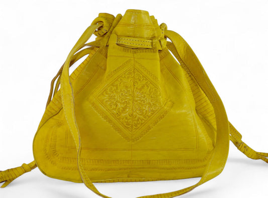 Handmade Yellow Leather Shoulder Bag