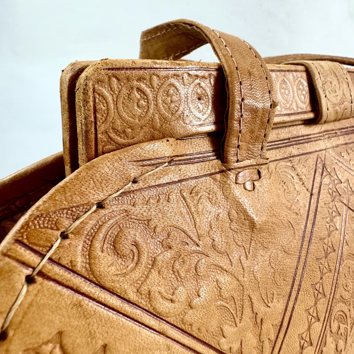 Vintage Moroccan Tooled Leather Bag