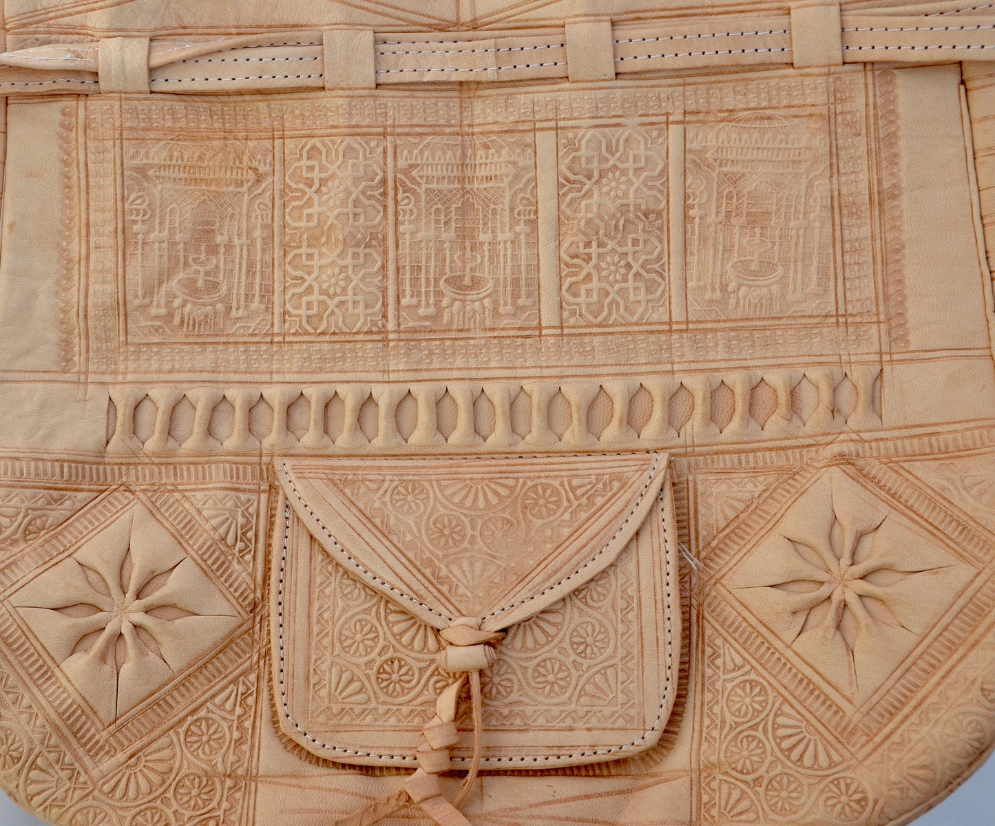 Handmade Undyed Leather Drawstring Bag