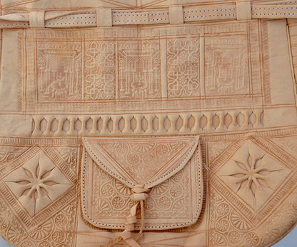 Handmade Undyed Leather Drawstring Bag