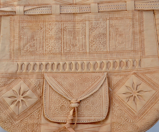 Handmade Undyed Leather Drawstring Bag