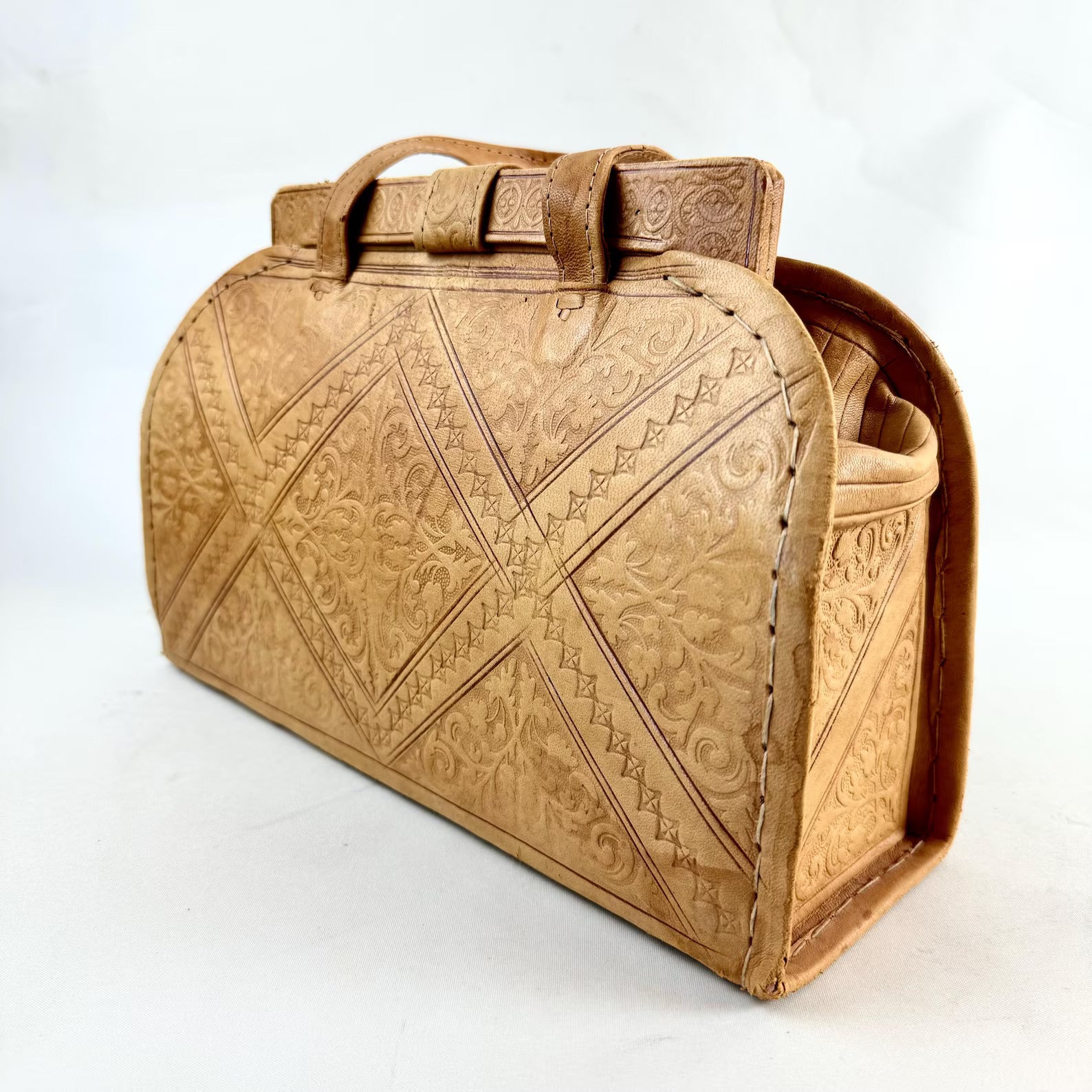 Vintage Moroccan Tooled Leather Bag