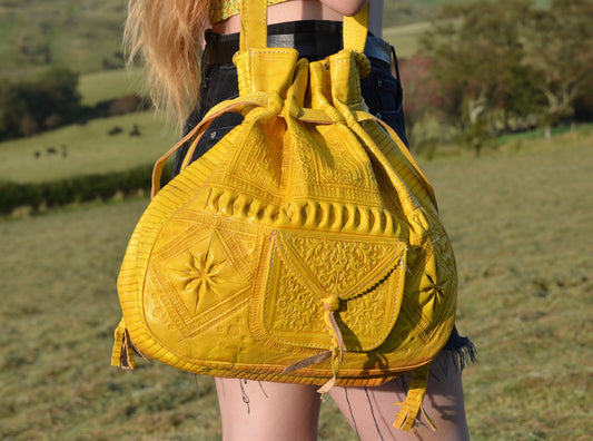 Handmade Yellow Leather Shoulder Bag