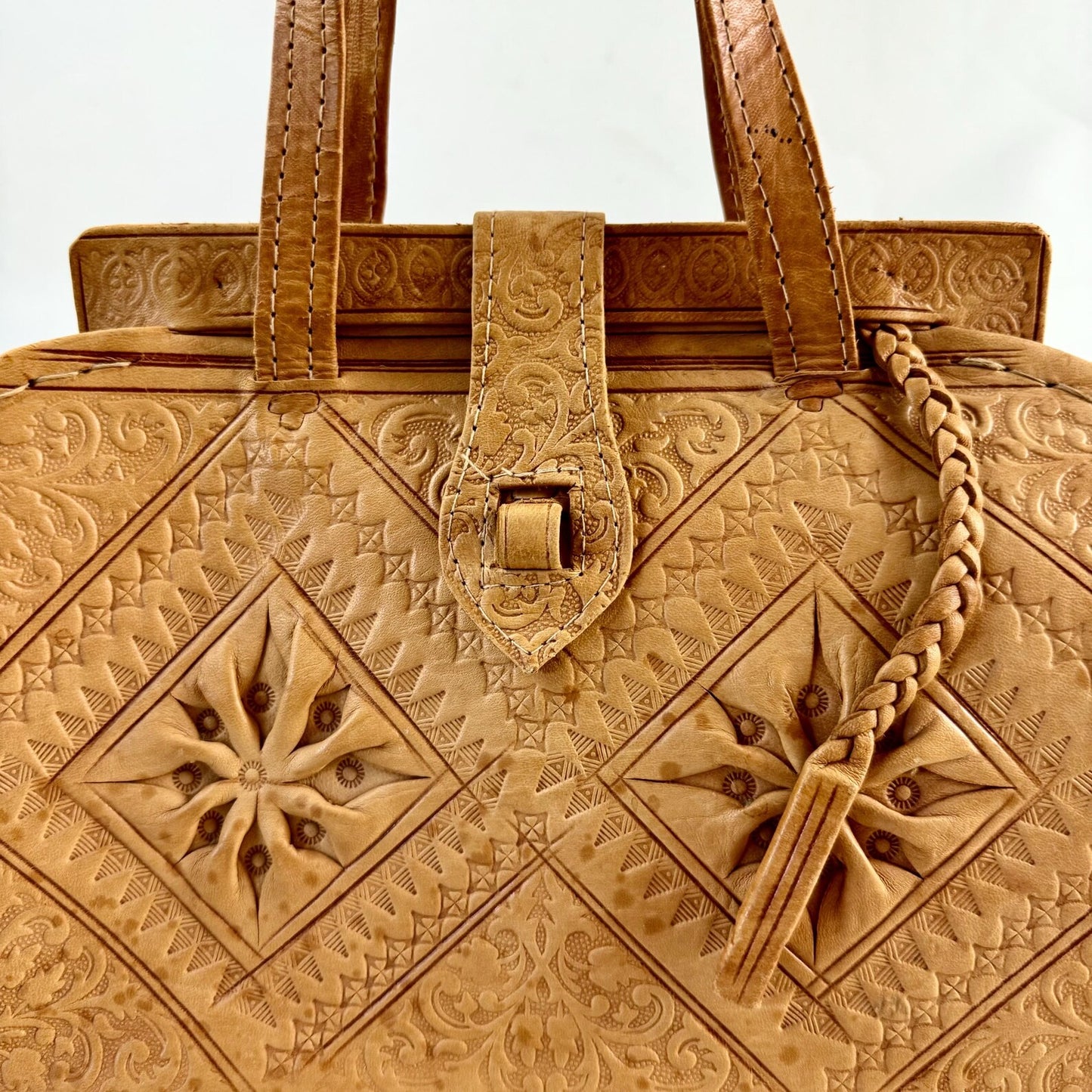 Vintage Moroccan Tooled Leather Bag
