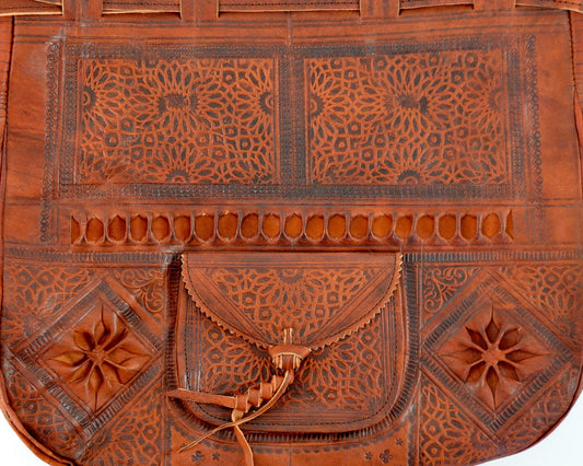 Moroccan Leather Bucket Bag – Chestnut Brown