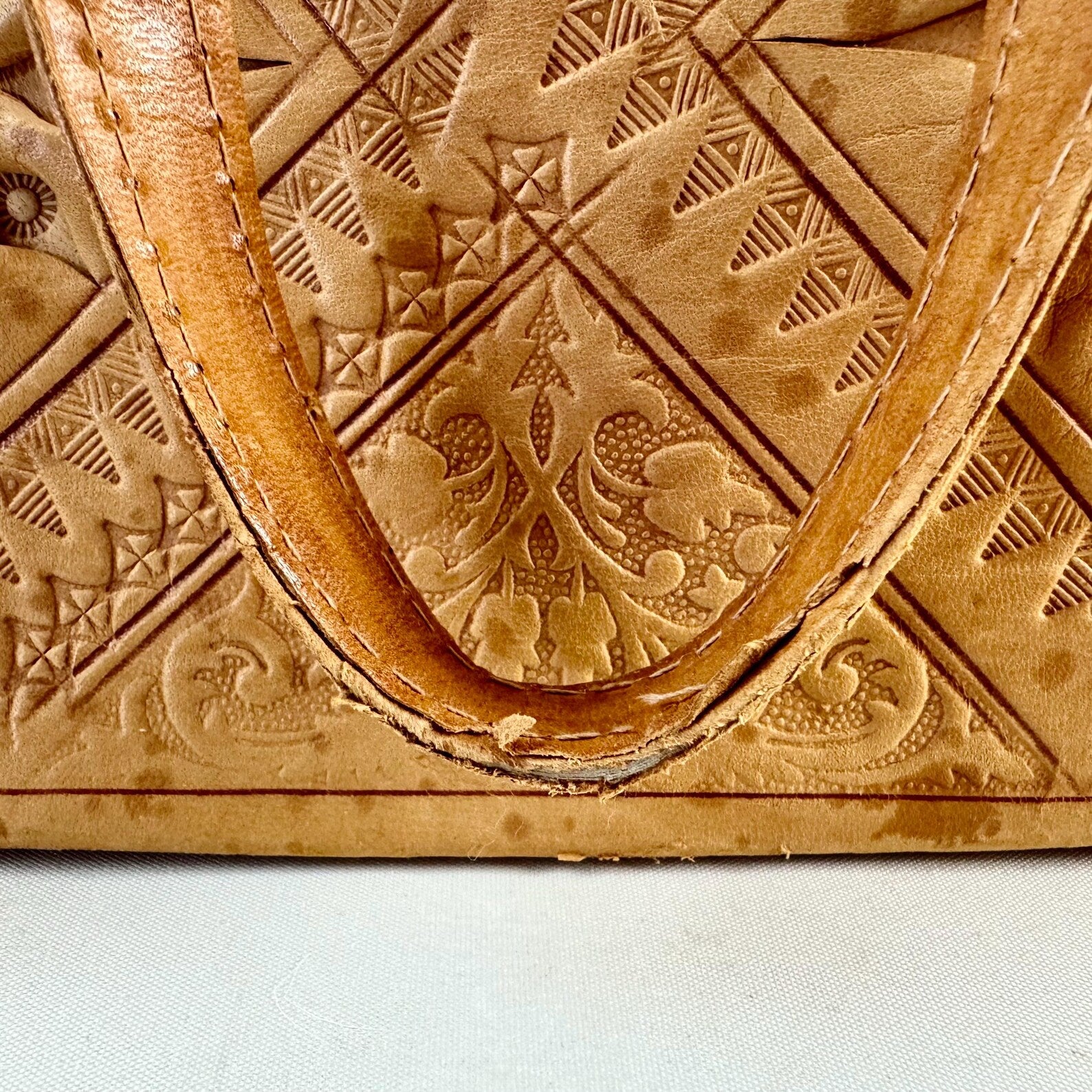 Vintage Moroccan Tooled Leather Bag